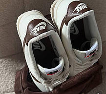 Жіночі кросівки Nike Cortez Beige Brown cacao wow Найк Кортез низькі бежеві з коричневим шкіряні демісезон, фото 5