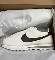 Жіночі кросівки Nike Cortez Beige Brown cacao wow Найк Кортез низькі бежеві з коричневим шкіряні демісезон, фото 4