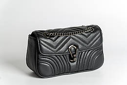 Шкіряна мала сумка жіноча, чорна