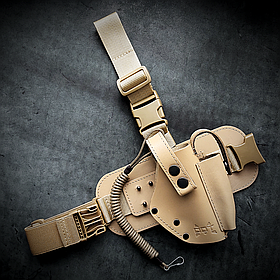Шкіряна стегна кобура DOT-ARMS під ФОРТ 12/14/17/20 койот, з тренчиком, Україна.