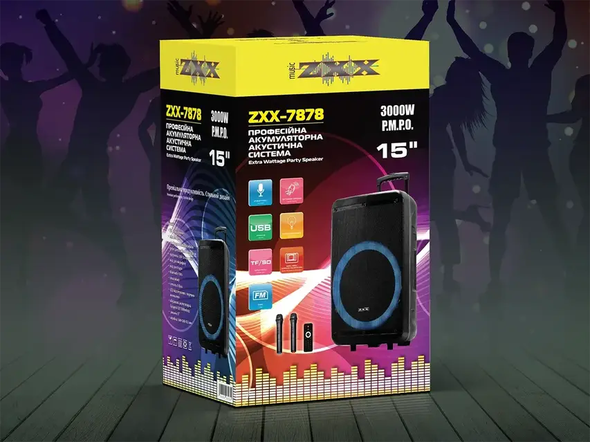 Акустическая переносная колонка ZXX-7878 90Вт 15