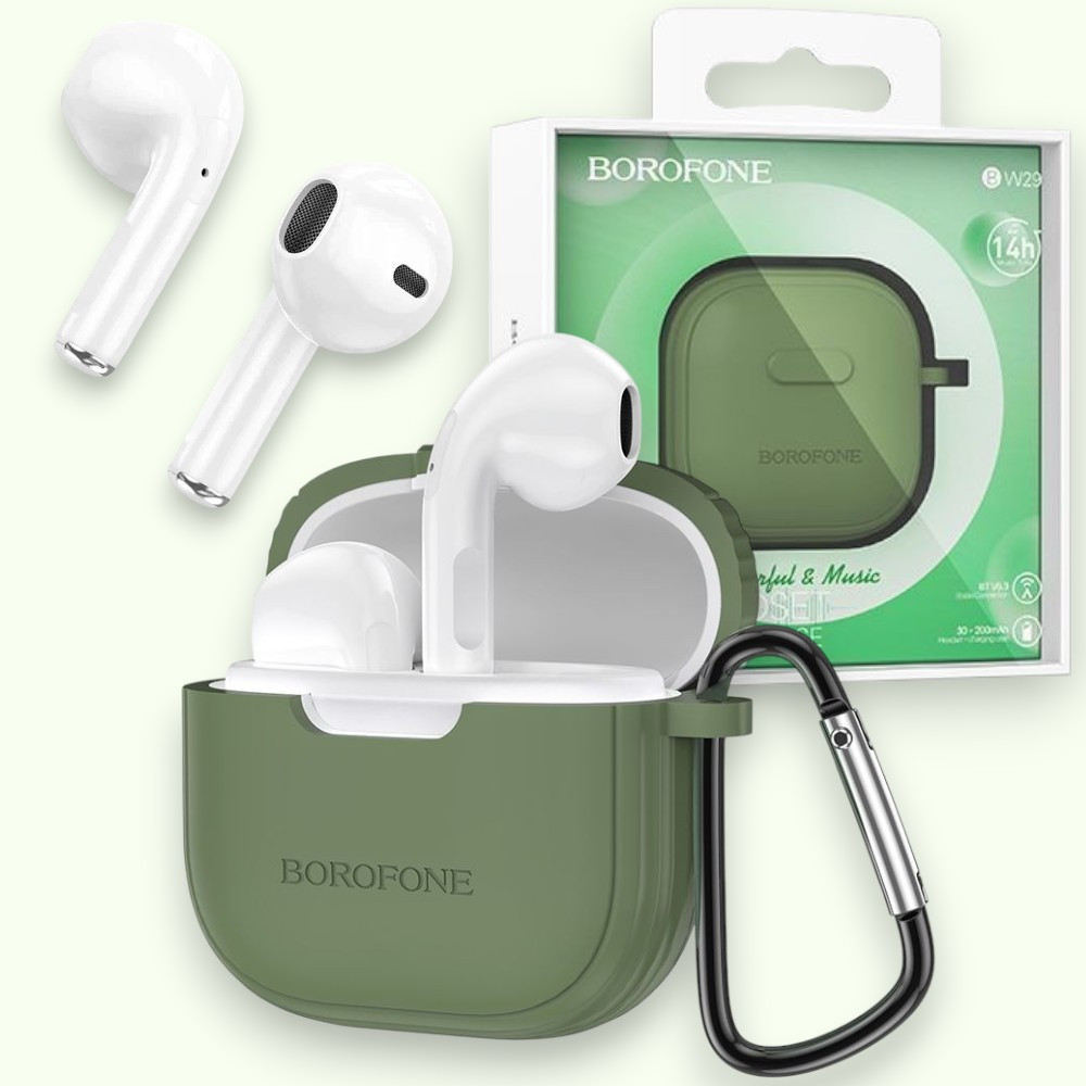 Бездротові навушники AirPods Borofone BW29 Taro Purple блютуз навушники для айфона гарнітура, хакі