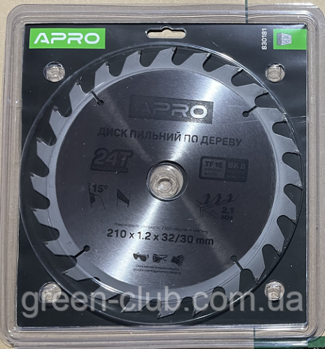 Диск пиляльний для дерева 210х32 (30)х24Т APRO 830181, фото 1