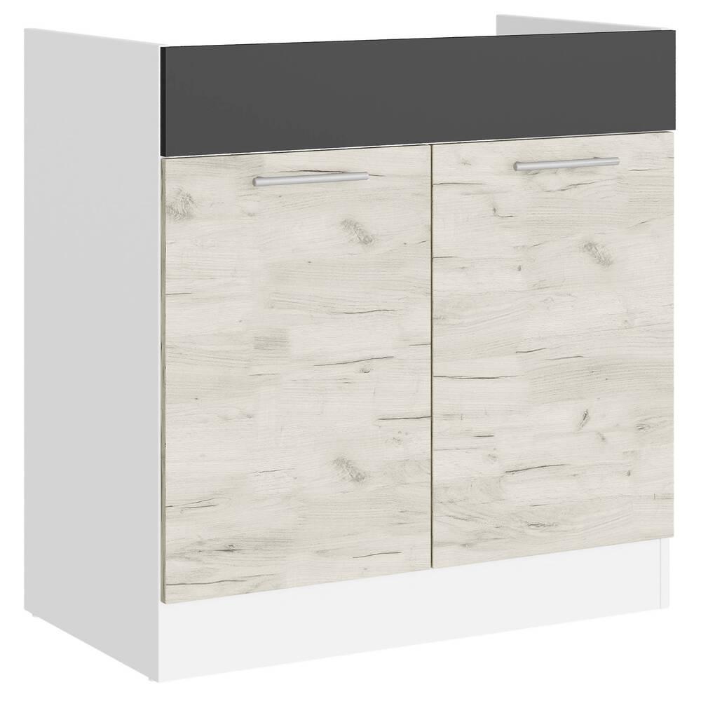 Кухонний модуль під мийку Еверест Еко 800 дуб крафт білий/графіт/білий 80х46х82 см (DTM-071020), фото 1