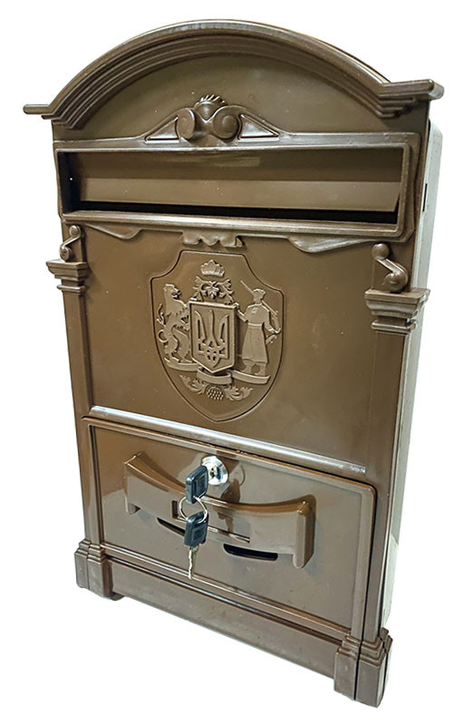 Поштова скринька індивідуальна (пластикова) з візерунком "Герб України" – антикорозійна, із замком, фото 1