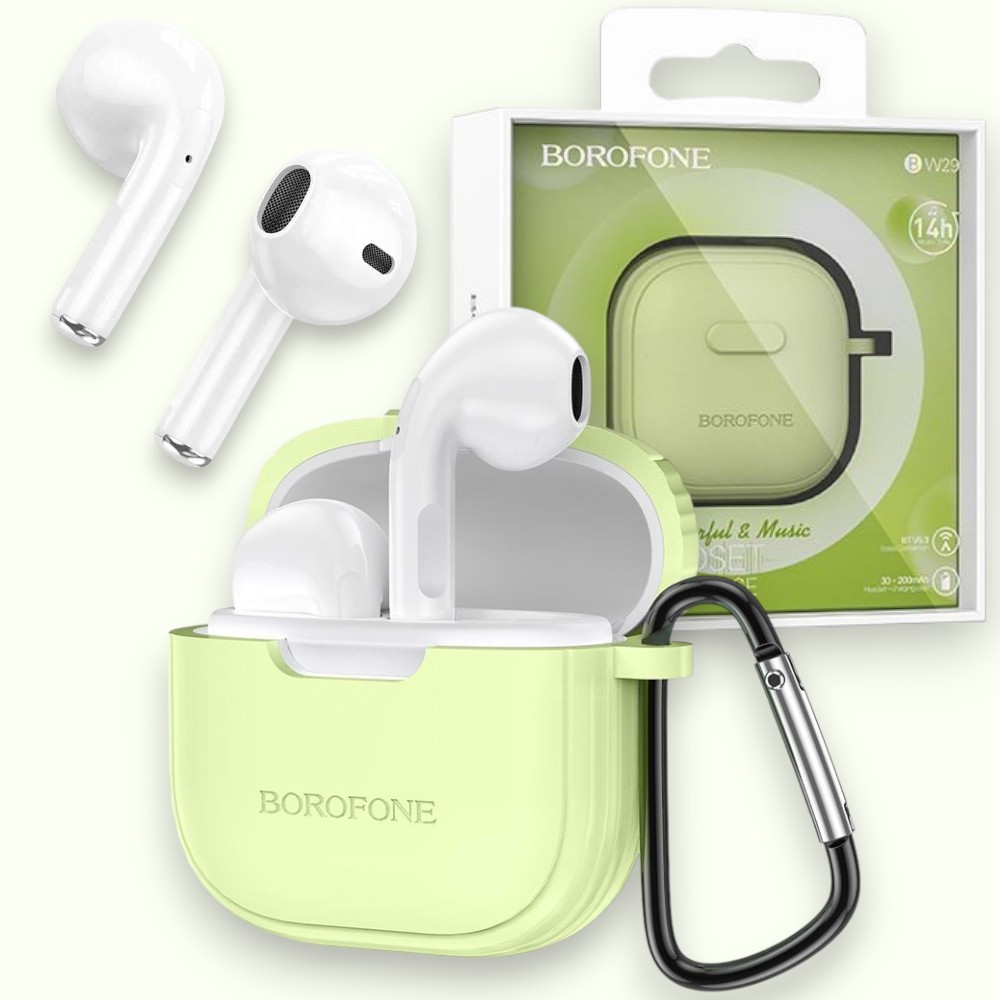 Бездротові навушники AirPods Borofone BW29 Taro Purple блютуз навушники для айфона гарнітура, салатовий