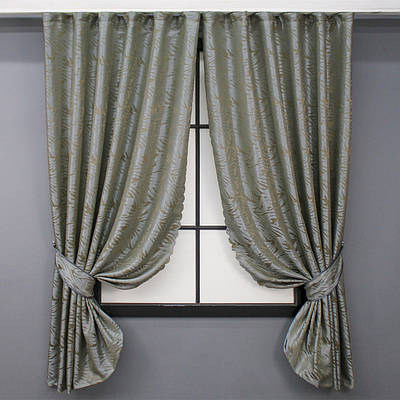 Комплект (2шт. 1,45х1,7м.) коротких штор жакард, «Magic». Колір пісочний з сірим. Код 1608ш 35-0251