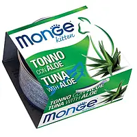 Вологий корм для кошенят Monge (Монж) Fruits Kitten Cat Tuna Flakes with Aloe з тунцем та алое 80 гр 24 шт