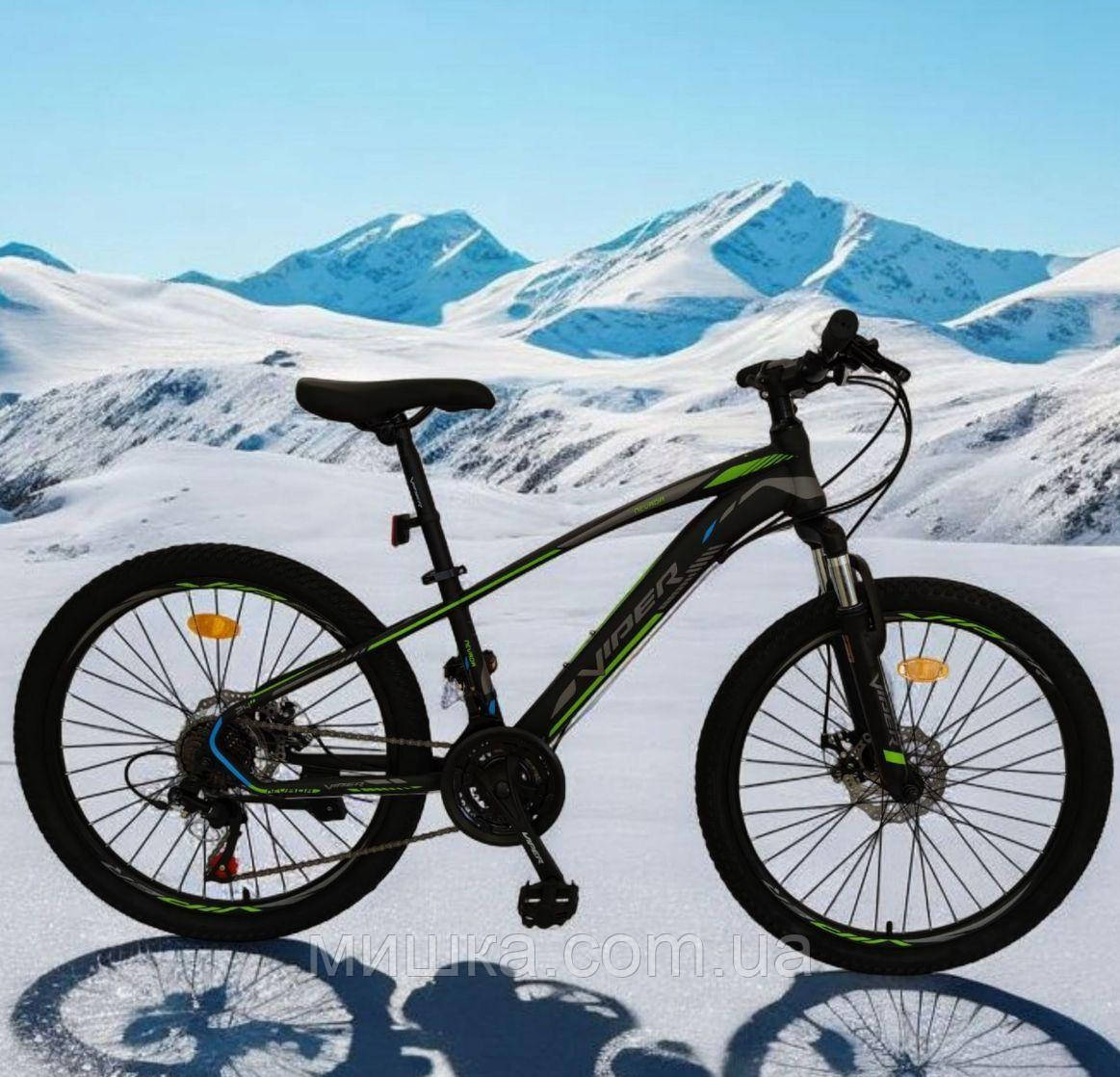 Велосипед гірський Viper Nevada" FRD 26" рама 13", дискові гальма, чорно-зелений, фото 1