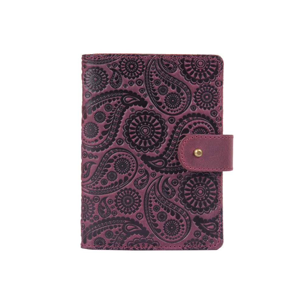 Шкіряне портмоне для паспорта/ ID документів HiArt PB-03S/1 Shabby Plum "Buta Art"