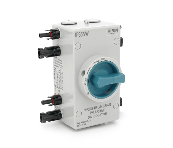 Ручний вимикач Risin, 1000V, 32A, 2St, IP66, вхід ліво-право, Grey