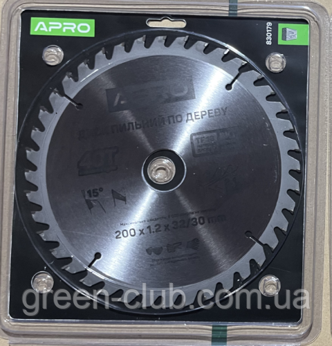 Диск пиляльний для дерева 200х32 (30) х 40Т APRO 830179, фото 1