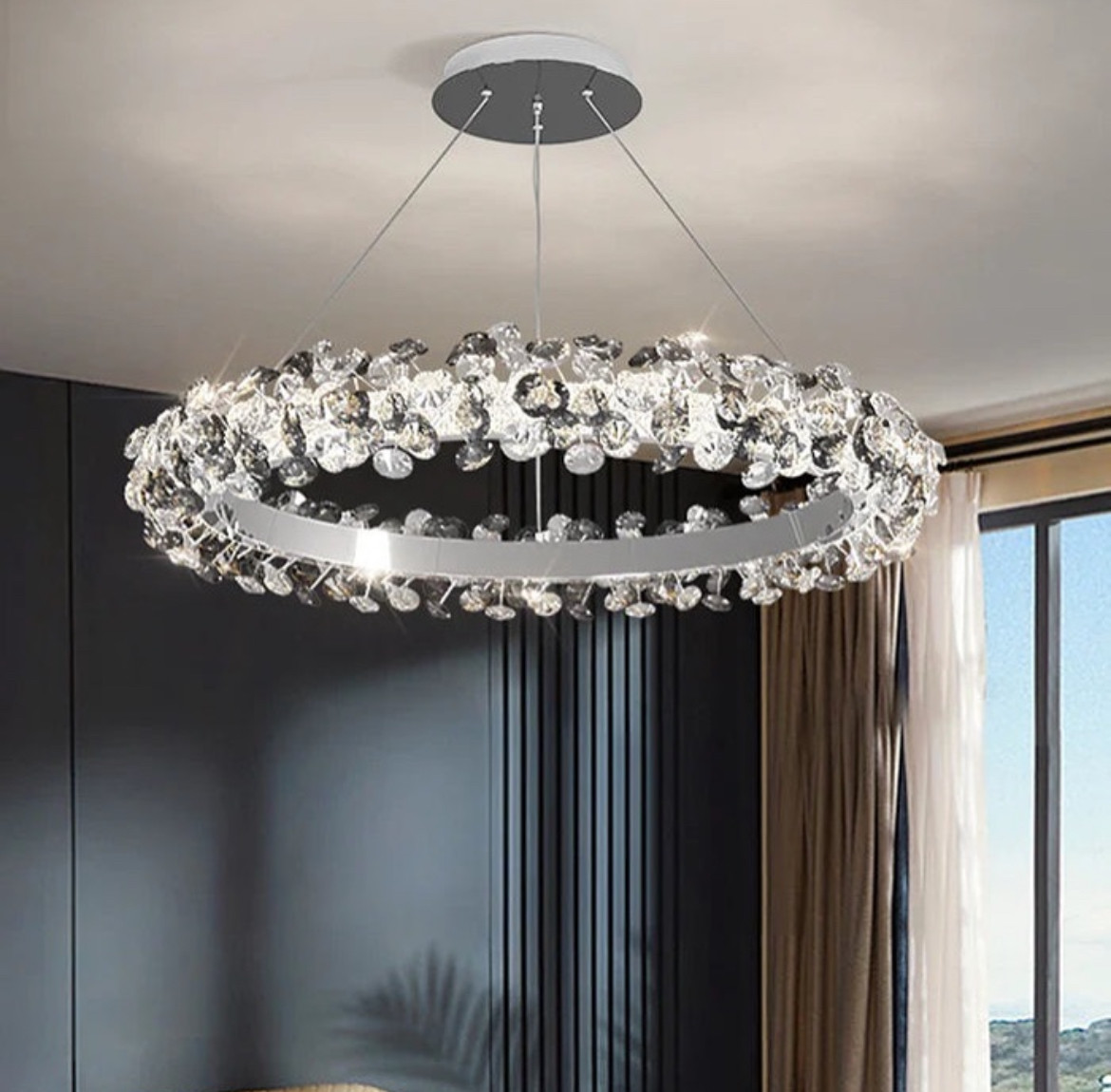 Подвесная Led люстра в форме хрустального кольца диаметр 57 см (3012/550), фото 1