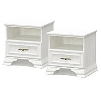 Комплект 2шт Сучасна біла тумба приліжкова прованс 50см з шухлядою в спальню Іріс Мебель Сервіс