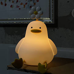 Дитячий силіконовий нічник Cute Duck "Качка з квіточкою" м'який акумуляторний світильник USB