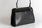 Шкіряна багатосекційна сумка жіноча, чорна, фото 5