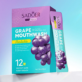 Освежающий ополаскиватель Sadoer для полости рта с ароматом винограда, 20*10 мл.
