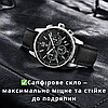 Чоловічий наручний годинник кварцовий водонепроникний 100 м зі шкіряним ремінцем сапфірове скло чорний Pagani Design, фото 7