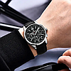 Чоловічий наручний годинник кварцовий водонепроникний 100 м зі шкіряним ремінцем сапфірове скло чорний Pagani Design, фото 9
