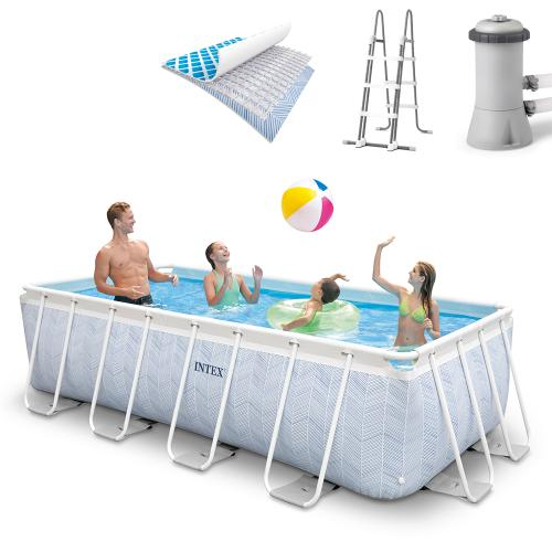 Басейн каркасний із фільтр-насосом Intex CHEVRON PRISM FRAME RECTANGULARPREMIUM POOL 400*200*100 см 26780