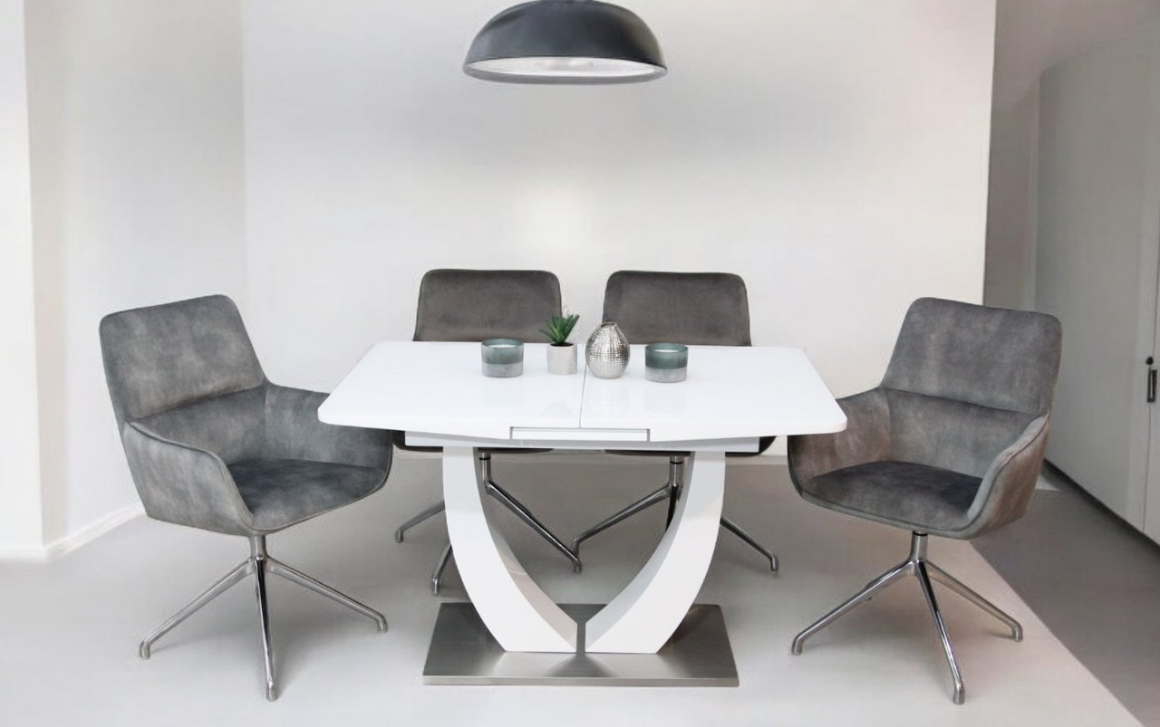 Стіл обідній розкладний в сучасному стилі Concord 120 white gloss  (Конкорд) T-904 Evrodim