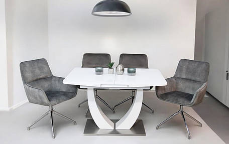 Стіл обідній розкладний в сучасному стилі Concord 120 white gloss (Конкорд) T-904 Evrodim, фото 1