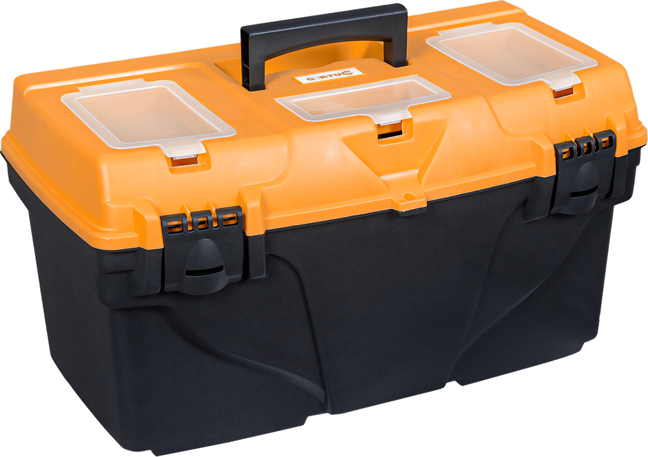 Ящик для інструментів із поліпропілену GERTU GTOOLBOX BP чорно-жовтогарячий 53X31X27, фото 1