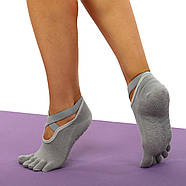 Шкарпетки для йоги та пілатесу із закритими пальцями нековзні SP-Sport TA-1089 Сірий, фото 2
