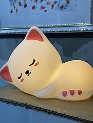 Силіконовий нічник "Сплячий котик" з пультом RGB, бездротовий USB зарядка