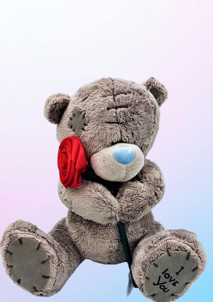 М'яка іграшка ведмедика Тедді з розочкою висота 30 см (22+8), фото 1