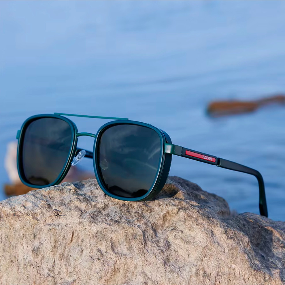 Окуляри для водіння Поляризовані сонцезахисні KDEAM Shield TR90 для риболовлі з тканинним чохлом Зелені, фото 1