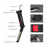 Багатофункціональний акумуляторний LED-ліхтар із магнітом Worklight W-52-SMD+COB. Лампа для кемпінгу, фото 2