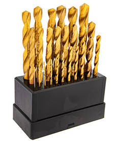 Набір титанових свердел HSS по металу 1-13 мм 25 шт Falon Tech FT390025T