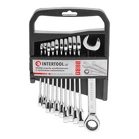 Набір ріжково-накидних ключів із тріскачкою 11 од., 8-19 мм INTERTOOL PROF XT-1304