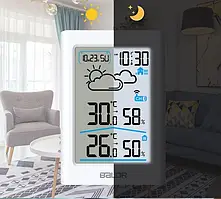 Цифрова метеостанція / Baldr WS0341WH1 з батарейками / (119х80 мм) Чорний