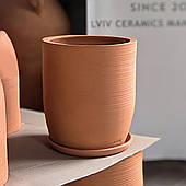 Великий горщик для квітів керамічний Гончарний 12 л Rezon червоний теракотовий мат