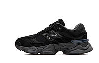 Жіночі кросівки New Balance 9060 Black (чорні монохром) стильні демісезонні текстиль замша Y14971