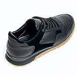 Чоловічі шкіряні кросівки чорного кольору зі вставками з замші  Zlett 6137 розмір 40, фото 7