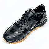 Чоловічі шкіряні кросівки чорного кольору зі вставками з замші  Zlett 6137 розмір 40, фото 8