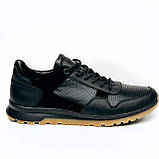 Чоловічі шкіряні кросівки чорного кольору зі вставками з замші  Zlett 6137 розмір 40, фото 4