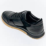 Чоловічі шкіряні кросівки чорного кольору зі вставками з замші  Zlett 6137 розмір 40, фото 5