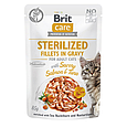 Корм вологий для стерилізованих котів Brit Care Cat Sterilized філе в соусі з лососем і тунцем, пауч, 85 г, фото 3