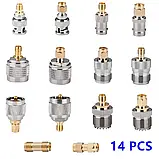 Антенні роз'єми та перехідники SMA BNC N PL259 SO239 Набір для антени з 14 шт., фото 2