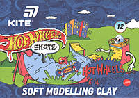 Пластилін восковий 12 кольорів 240 грам Hot Wheels Kite HW25-1086-2, 71398