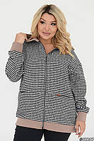 Жіноча весняна куртка - бомбер з капюшоном батал: 50-52, 54-56, 58-60 - чорний, мокко, блакитний, фіолет