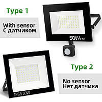 Світлодіодний LED прожектор з датчиком руху, тепле жовте світло 20W IP66