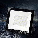 Світлодіодний LED прожектор з датчиком руху, тепле жовте світло 20W IP66, фото 3