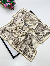 Шовкова хустка Континенти 90*90 см бежева