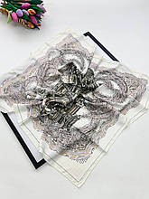 Шовкова хустка Вежа 90*90 см молочна