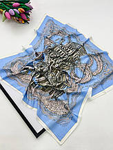 Шовкова хустка Вежа 90*90 см блакитна